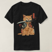 サムライ日本の忍者猫かわいいタトゥーグラフィック Tシャツ (デザイン正面)