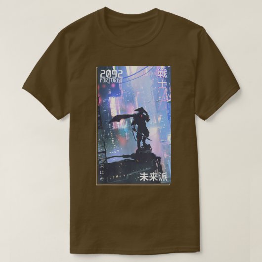 サムライ日本の戦士の美学の未来ビデオ Tシャツ (デザイン正面)