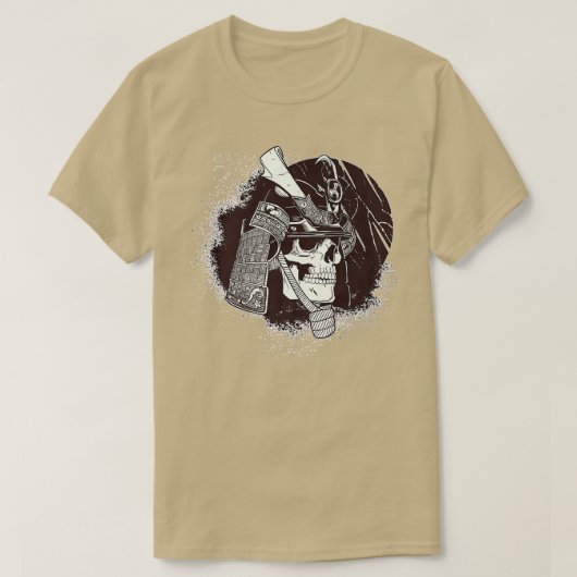 サムライ日本の戦士カタナスケルトン Tシャツ (デザイン正面)