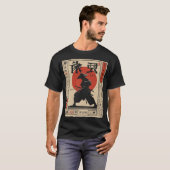 サムライ日本の戦士レッドサン伝統的アート Tシャツ (正面フル)