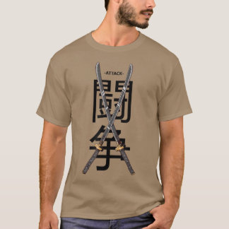 サムライ日本の戦士忍者剣 Tシャツ