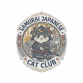 サムライ日本の猫PODベクターアート - サムライジャパ シール (正面)