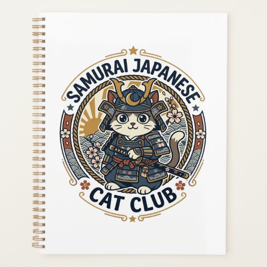サムライ日本の猫PODベクターアート - サムライジャパ プランナー手帳 (正面)