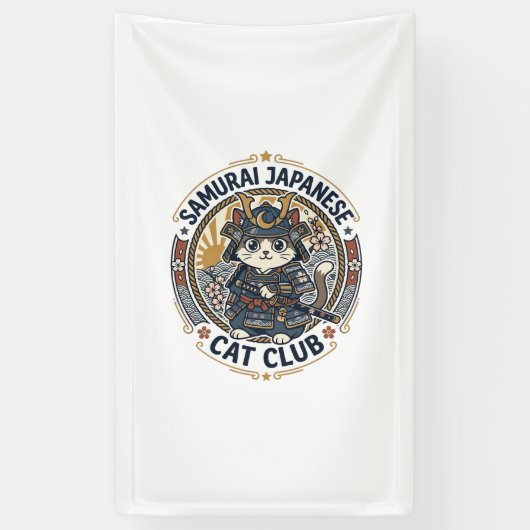 サムライ日本の猫PODベクターアート - サムライジャパ 横断幕 (縦)