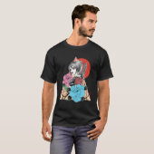 サムライ日本の芸者ヴィンテージ桜さくらんぼブロック Tシャツ (正面フル)