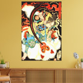 サムライ日本の・ファイティング・モンキー キャンバスプリント (インサイチュ (リビング))