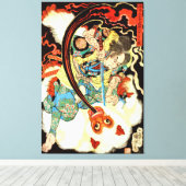 サムライ日本の・ファイティング・モンキー キャンバスプリント (インサイチュ (ウッドフロア))