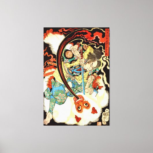 サムライ日本の・ファイティング・モンキー キャンバスプリント (正面)