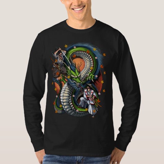 サムライ日本のvsドラゴン tシャツ (正面)