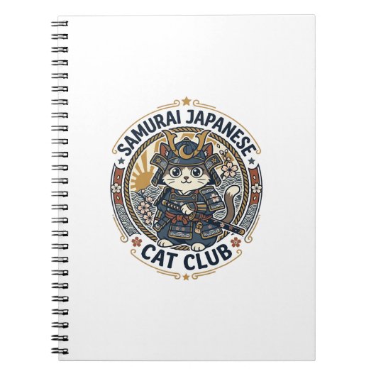 サムライ日本猫PODベクターアート - サムライジャパ ノートブック (正面)