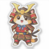 サムライ猫ステッカー シール (正面)