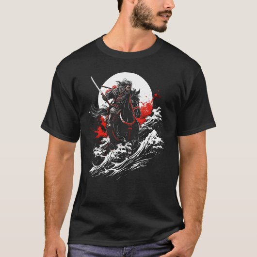 サムライ騎射日本アートグラフィックTシャツ Tシャツ (正面)