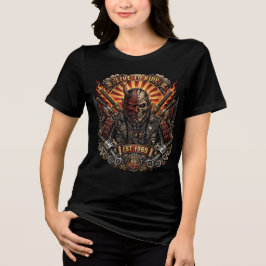 サムライ鬼バイクガール Live To Ride Est 1969 トライブレンドTシャツ