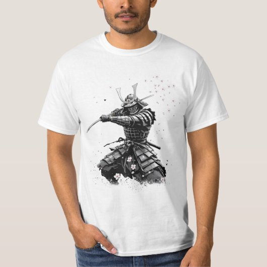サムライ・ウォリアー・イン・アクション 日本の芸術 陶器 Tシャツ (正面)