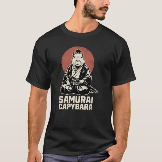 サムライ カピバラ 日本風 美しい メメ Tシャツ (正面)
