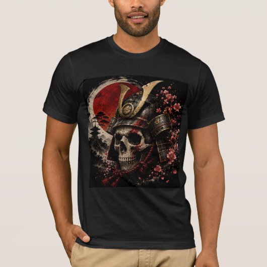 サムライ スカル 和風 戦士 ヴィンテージ Tシャツ (正面)