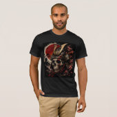 サムライ スカル 和風 戦士 ヴィンテージ Tシャツ (正面フル)