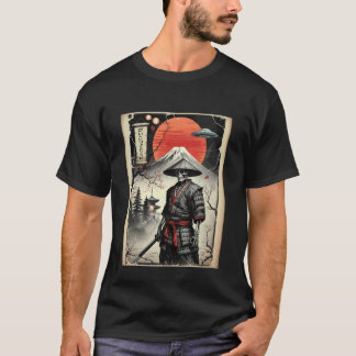 サムライ スケルトン UFO エイリアン 日本 日本文化 レトロ 英国 Tシャツ