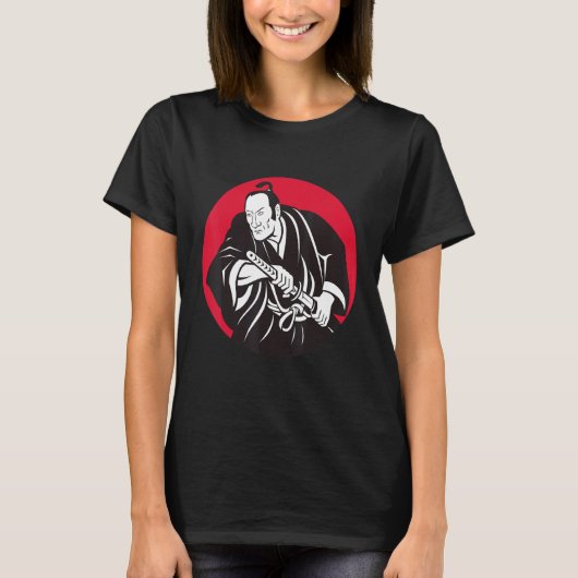 サムライ 中世 日本 戦士 将軍 軍事 Tシャツ (正面)