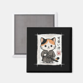 サムライ 子猫 日本 アニメ かわいい 笑える 猫 メンズ マグネット (正面/裏面)