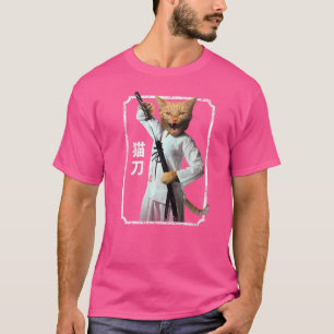 サムライ 忍者 猫 漢字 日本語 スポーツ 趣味 引用 Tシャツ