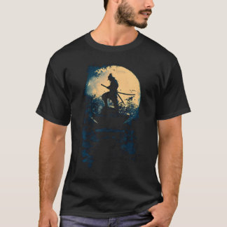 サムライ 日本美術 ヴィンテージ 戦士 影 太陽 Tシャツ