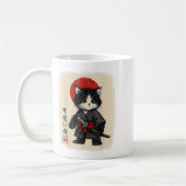 サムライ 猫 和風 レトロ かわいい 笑える ネコ コーヒーマグカップ (左)