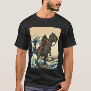 サムライ 猫 恐竜 浮世絵 アート 日本 大波 Tシャツ