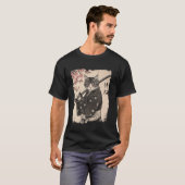 サムライ 猫 戦士 ヴィンテージ 日本 浮世絵 花 Tシャツ (正面フル)