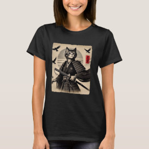 サムライ 猫 戦士 日本画 ネコ 浮世絵 グラフィック Tシャツ