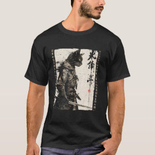 サムライ 猫 戦士 浮世絵 インク アート 猫 武士 Tシャツ