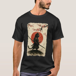 サムライ 猫 武士道 レトロ 浮世絵 日本 グラフィック Tシャツ