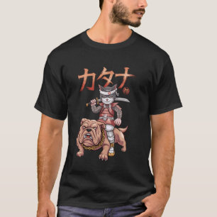 サムライ 猫 犬 日本画 浮世絵 ブルドッグ グラフィック Tシャツ