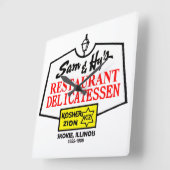 サム及びHyのデリカテッセン、Skokie、IL。 (1955-1989年) スクエア壁時計 (傾斜)