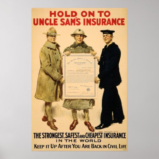サム叔父の保険に寄るな！米国政府 ポスター (正面)