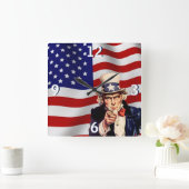 サム1叔父 スクエア壁時計 (ホーム)