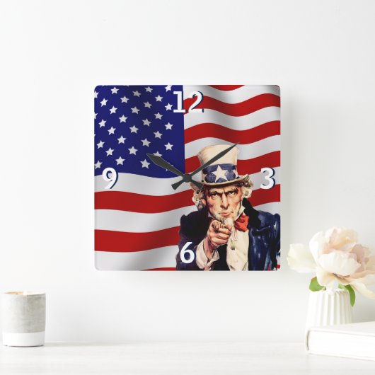 サム1叔父 スクエア壁時計 (ホーム)