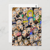 サムBackhouse著漫画色の群集場面 ポストカード (正面/裏面)