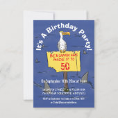 サメおもしろいの侵入で囲まれた海鳥 招待状 (正面)