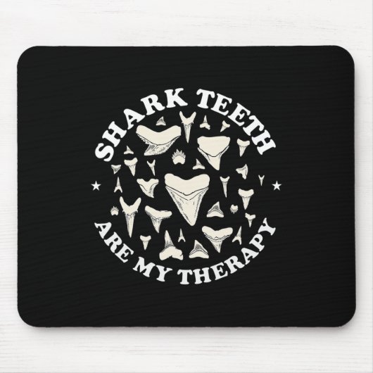サメおもしろいの歯は私のセラピー動物化石Hun マウスパッド (正面)