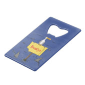 サメおもしろいの漫画で囲まれた海鳥 クレジットカード栓抜き (正面アングル)