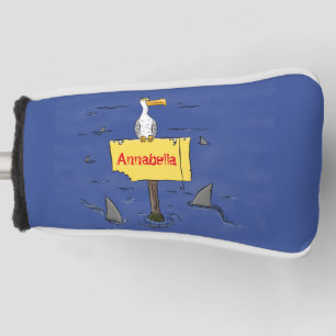 サメおもしろいの漫画で囲まれた海鳥 ゴルフヘッドカバー