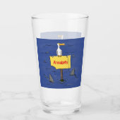 サメおもしろいの漫画で囲まれた海鳥 タンブラーグラス (正面)