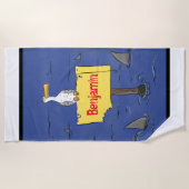 サメおもしろいの漫画で囲まれた海鳥 ビーチタオル (正面)