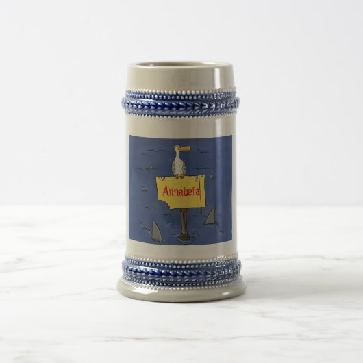 サメおもしろいの漫画で囲まれた海鳥 ビールジョッキ (中央)