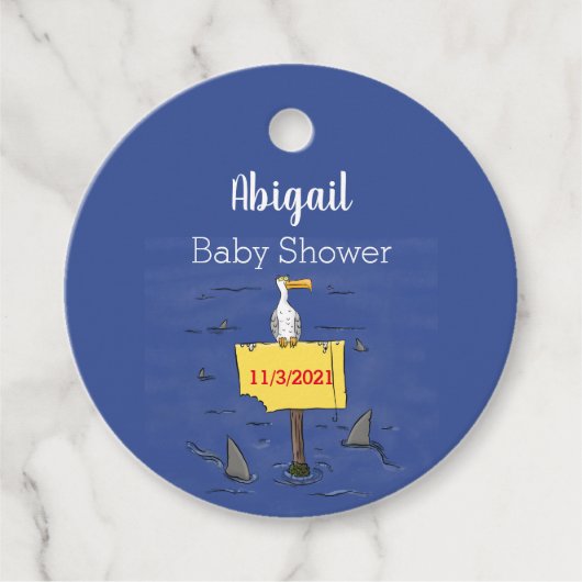 サメおもしろいの漫画で囲まれた海鳥 フェイバータグ (正面)