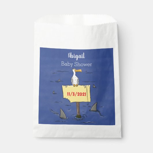 サメおもしろいの漫画で囲まれた海鳥 フェイバーバッグ (正面)