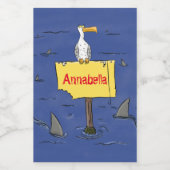 サメおもしろいの漫画で囲まれた海鳥 フードラベル (シングルラベル)