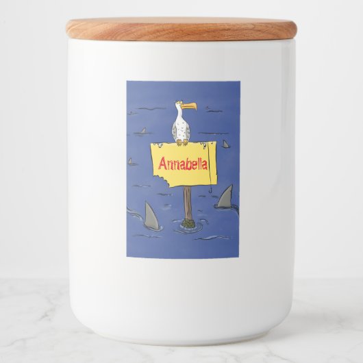 サメおもしろいの漫画で囲まれた海鳥 フードラベル (正面)