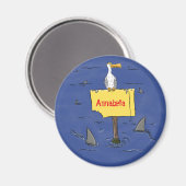 サメおもしろいの漫画で囲まれた海鳥 マグネット (正面/裏面)